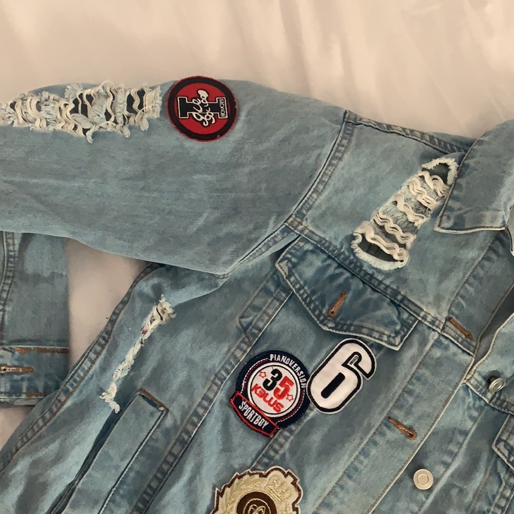 Oversized patched jean jacket